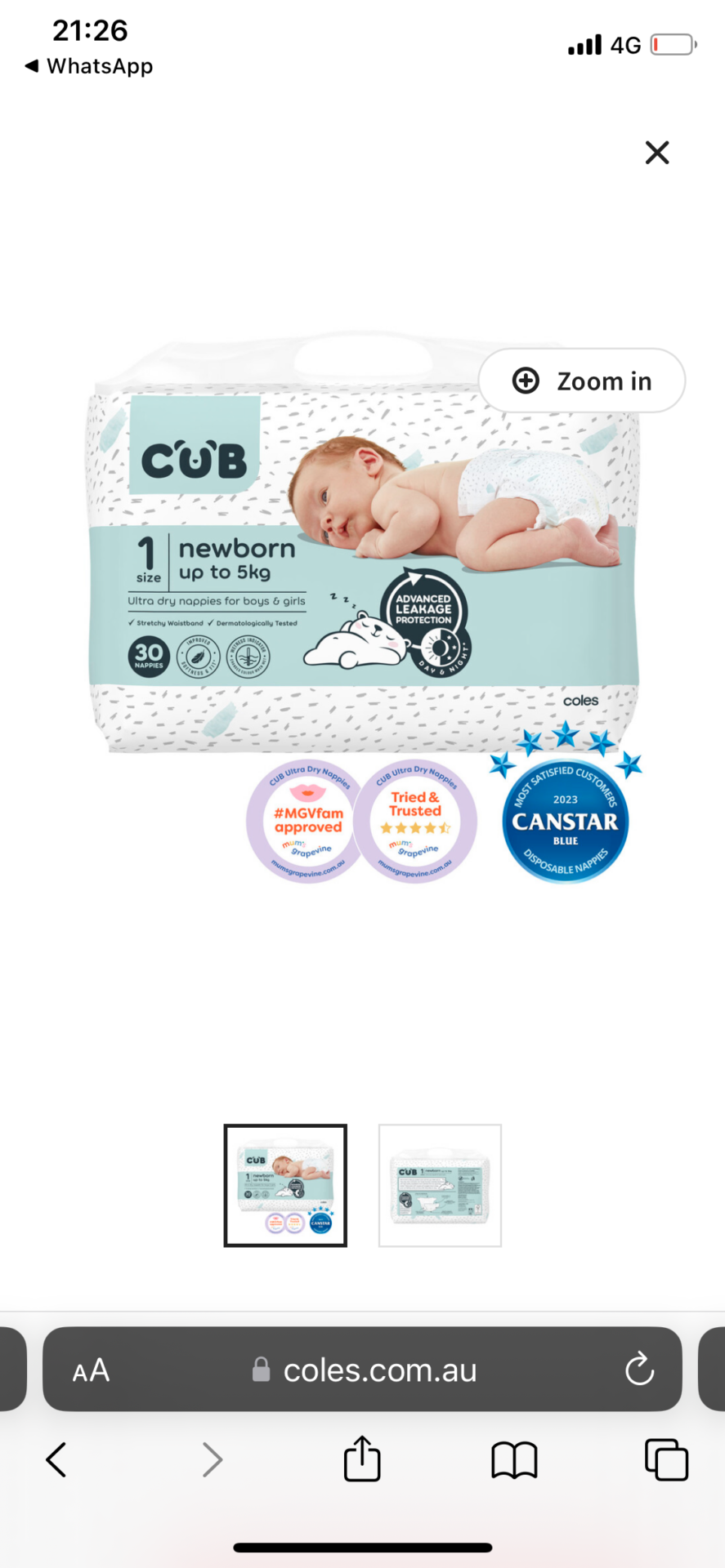 2x Newborn Nappies pack