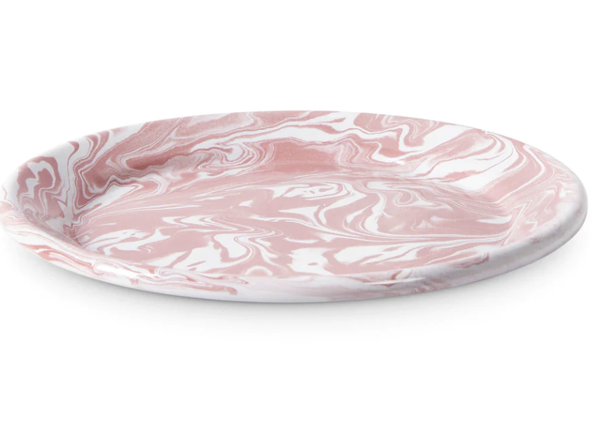 Kip & Co - Pink Marble Enamel Plate 2P set