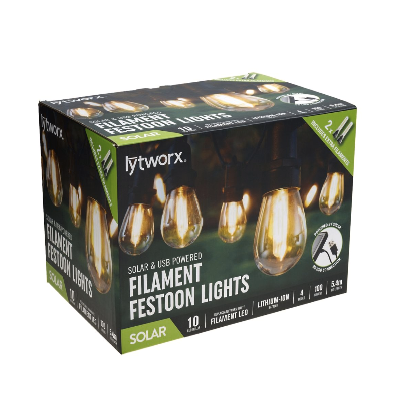 Bunnings - Lytworx Filament Festoon Solar and USB LED Lights