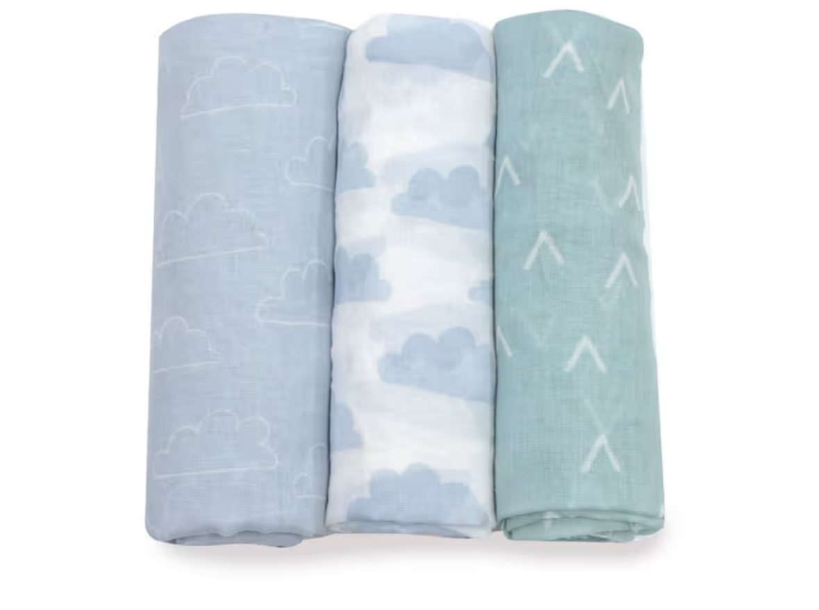 Bubba Nordic Muslin Wrap Sky/Mint 3 Pack