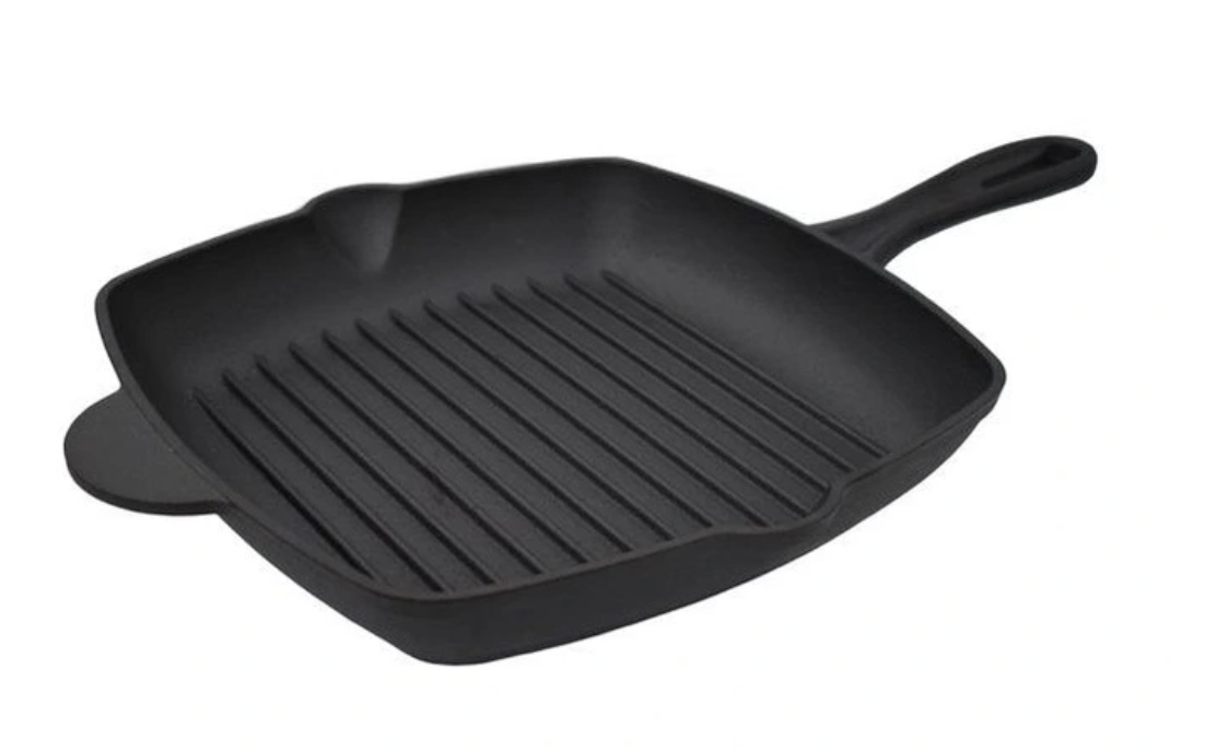 The Cooks Collective Cast Iron Seasoned Grill Pan 27cm in Black