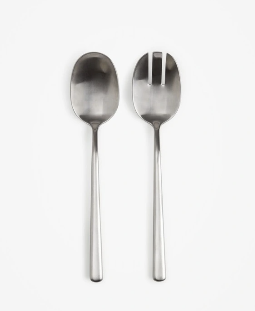 Country Road Nolan Salad Servers in Brushed Steel