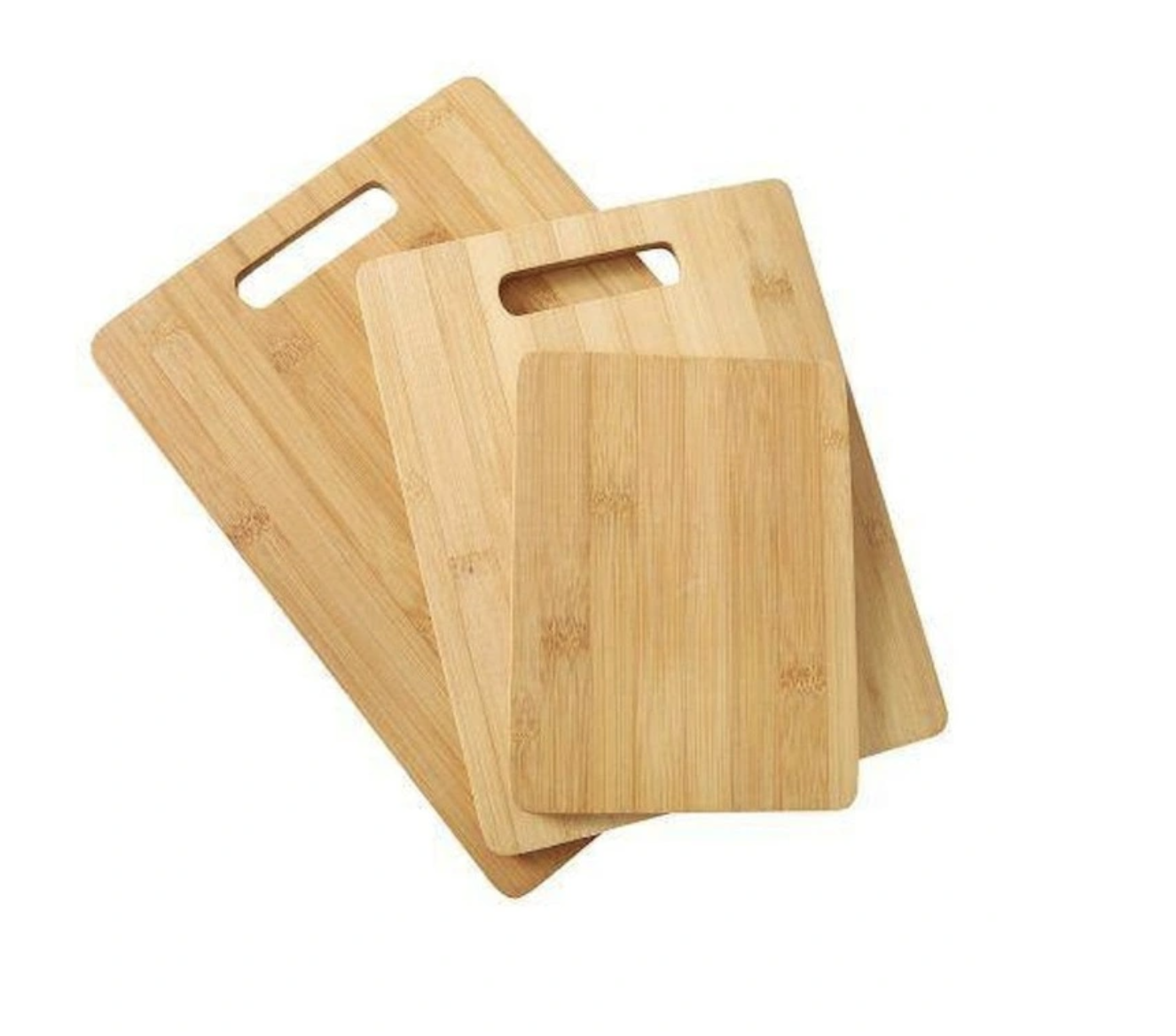 Gourmet Kitchen Natural Bamboo Cutting Board Set 3 Piece in Brown