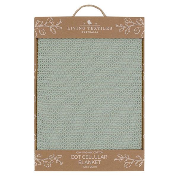 Living Textiles Organic Cot Cellular Blanket Sage