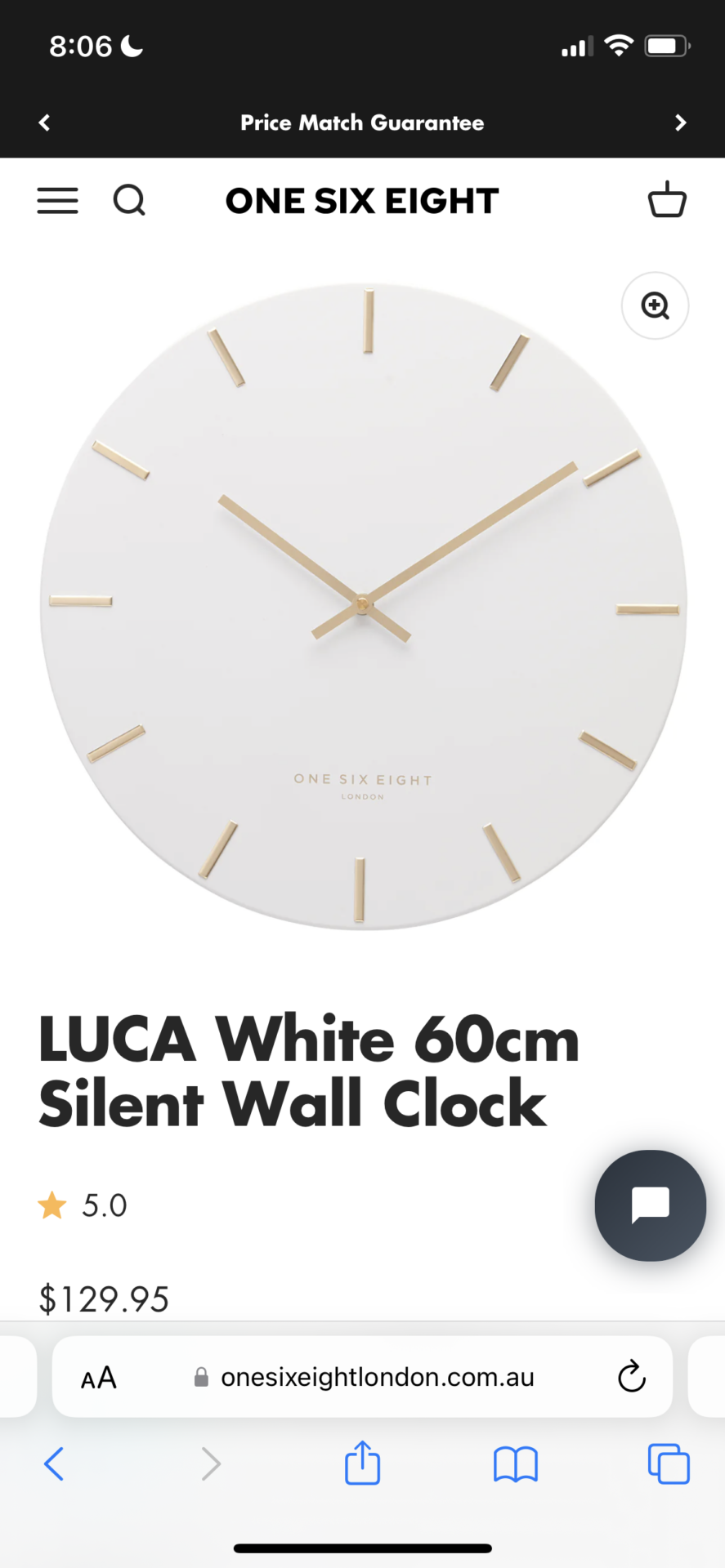One Six Eight Luca wall clock