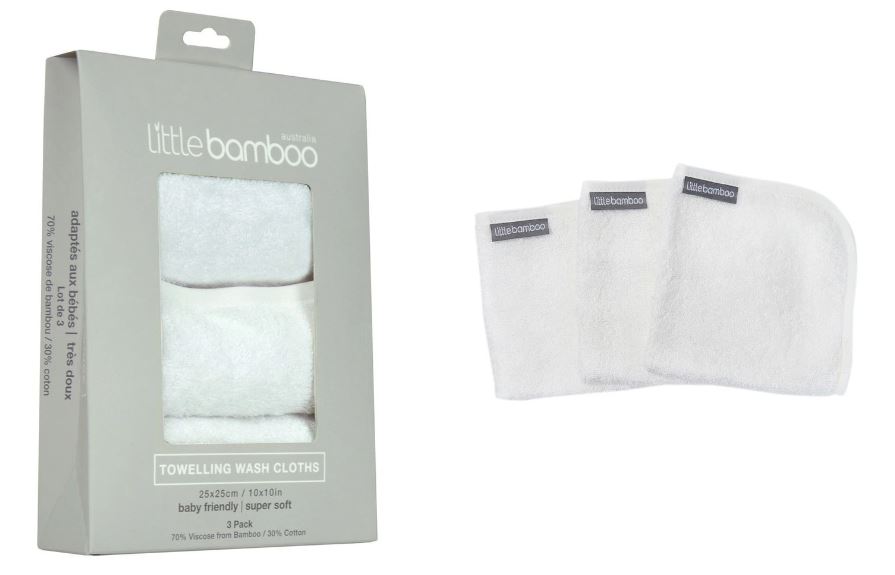 Towelling Wash Cloths 3 Pack in Natural White