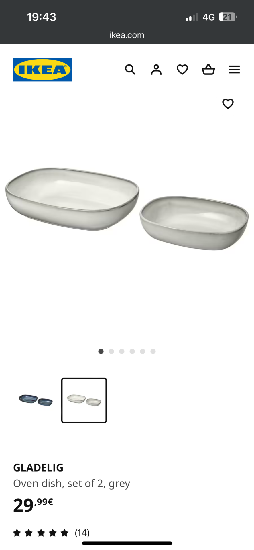 Set of two oven dishes