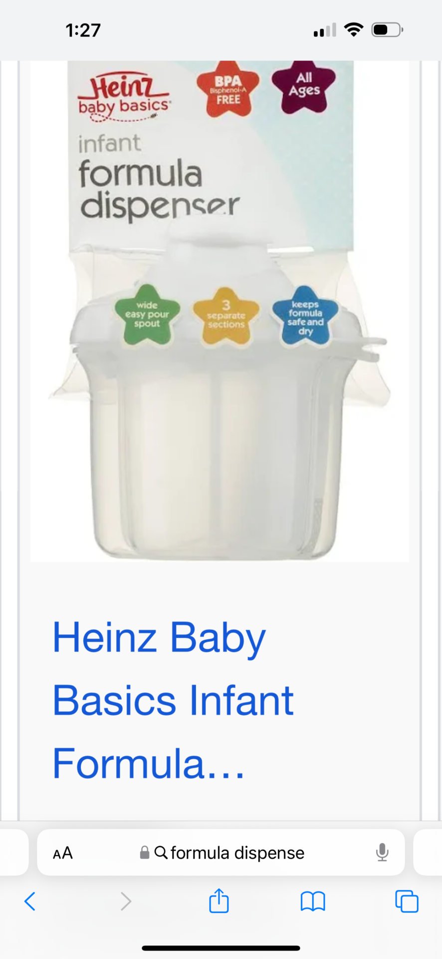 Heinz baby spout Formula dispenser