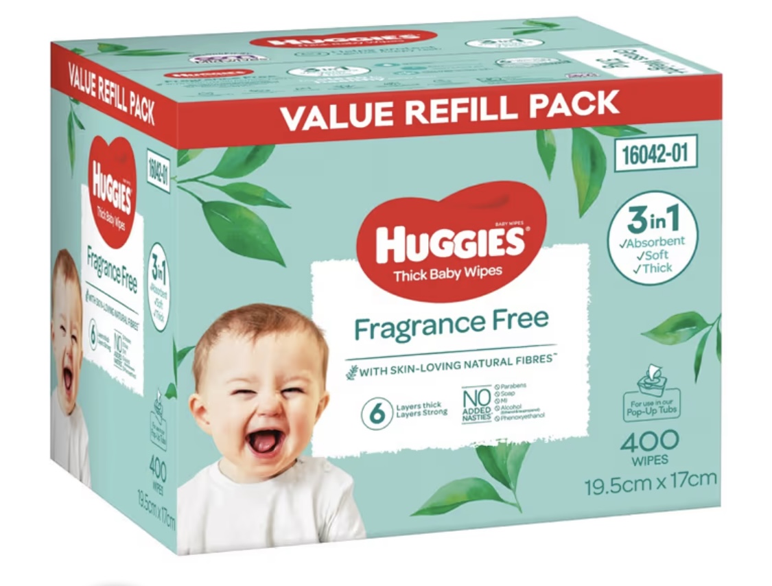 Huggies fragrance free wipes.