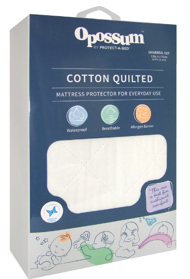 Opossum Cotton Quilted Waterproof Mattress Protector - Universal Cot