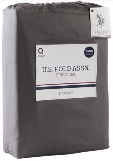 U.S. POLO ASSN. 1500 Thread Count Cotton Rich Sheet Set Grey King