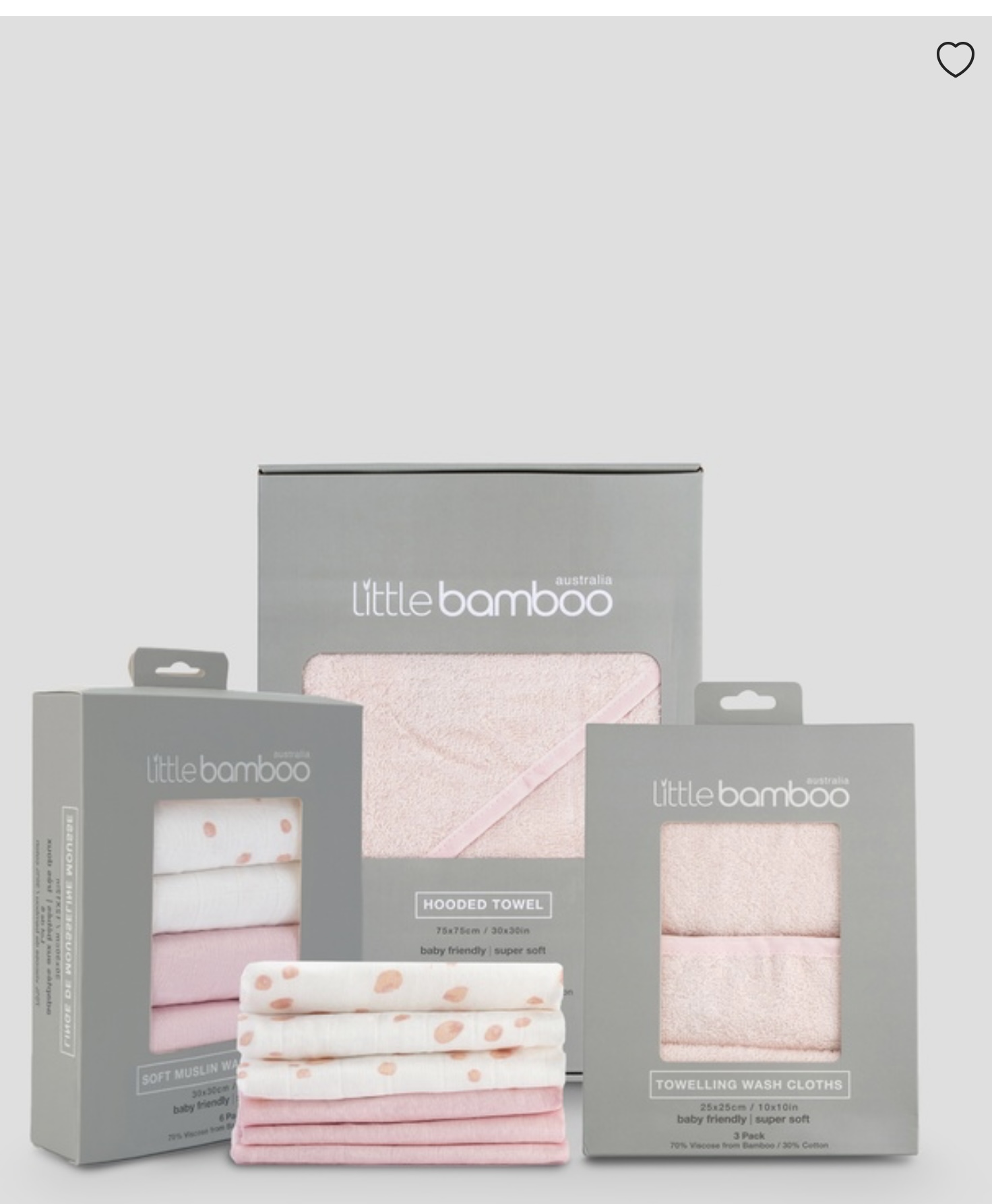 Little Bamboo Hooded Towel & Washers Gift Set - Dusty Pink