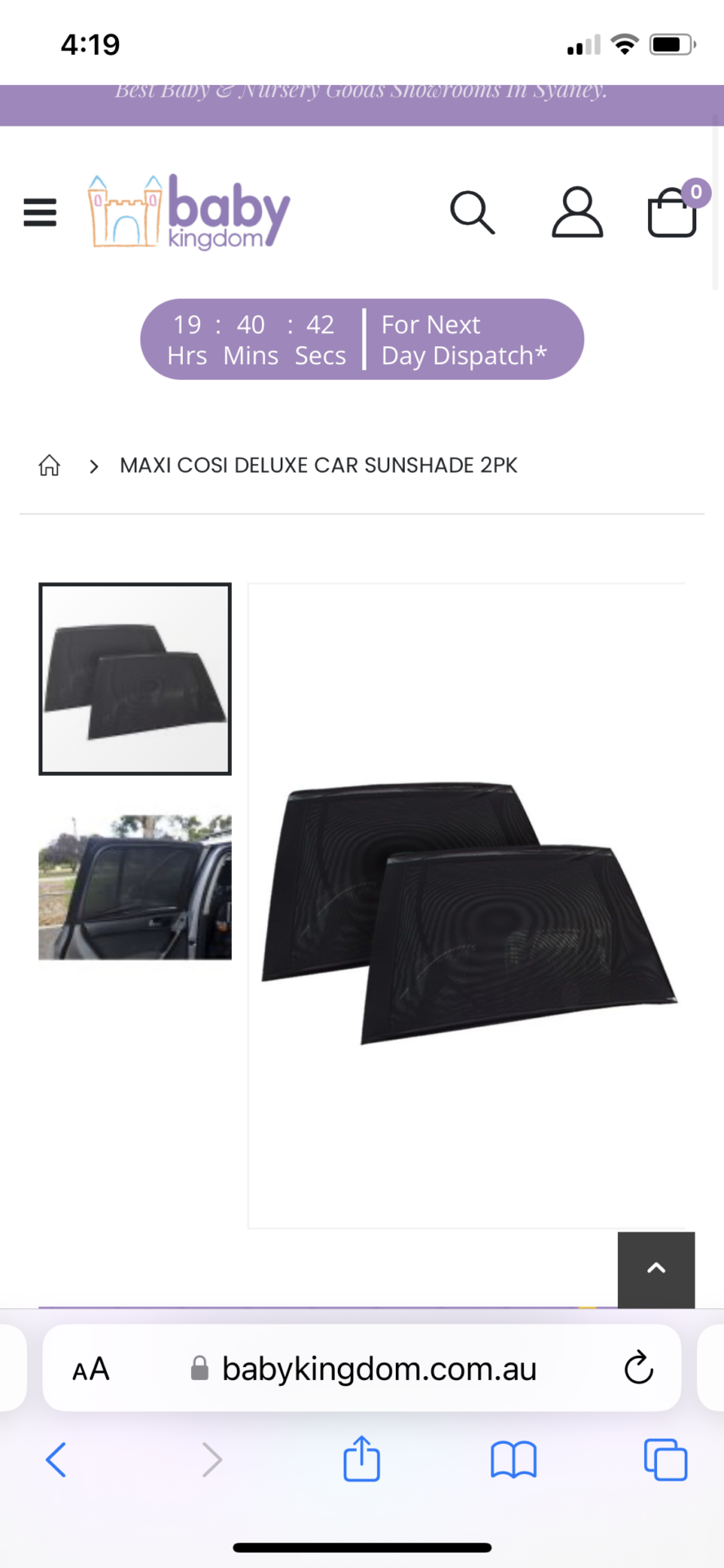 Maxi Cosi Deluxe Car Sunshade 2Pk