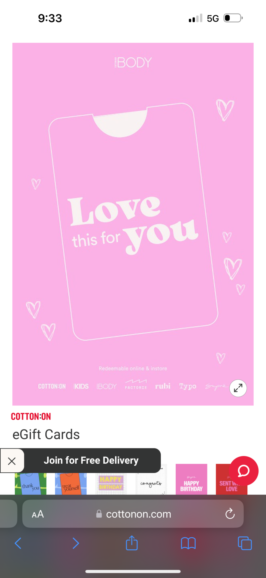 Cotton On Body GiftCard