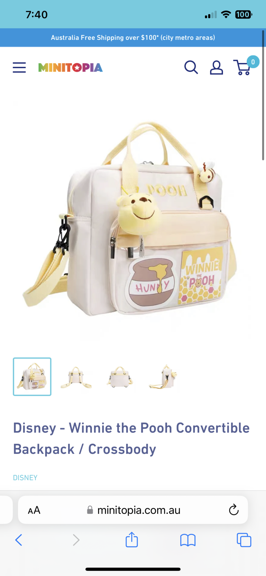 Disney - Winnie the Pooh Convertible Backpack / Crossbody