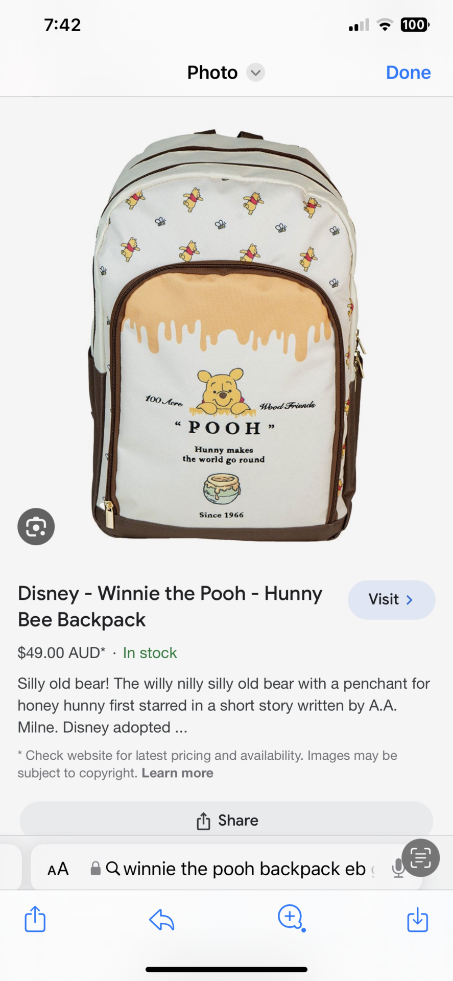 Disney - Winnie the Pooh - Hunny Bee Backpack