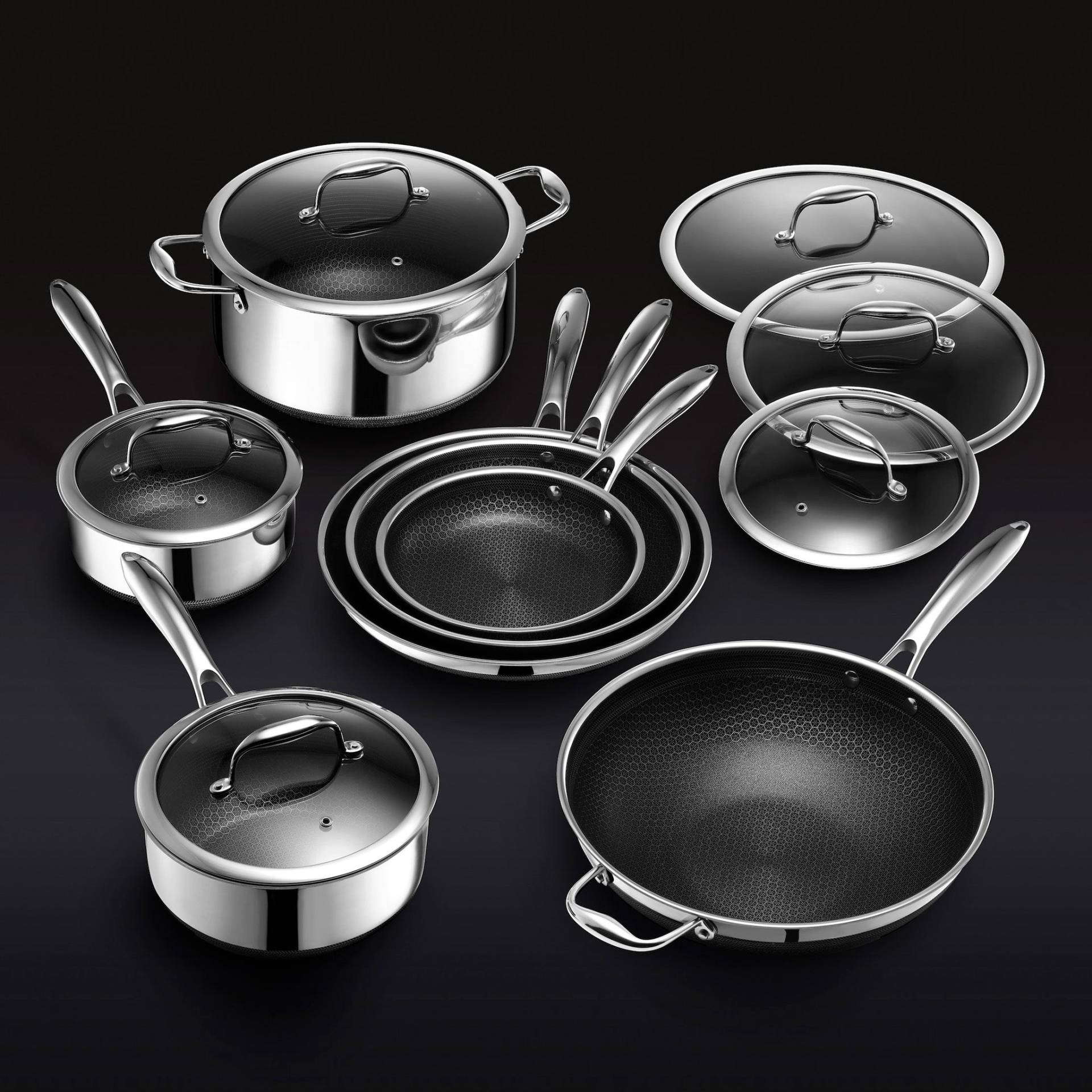 13 pc HexClad Hybrid Cookware Set w/ Lids