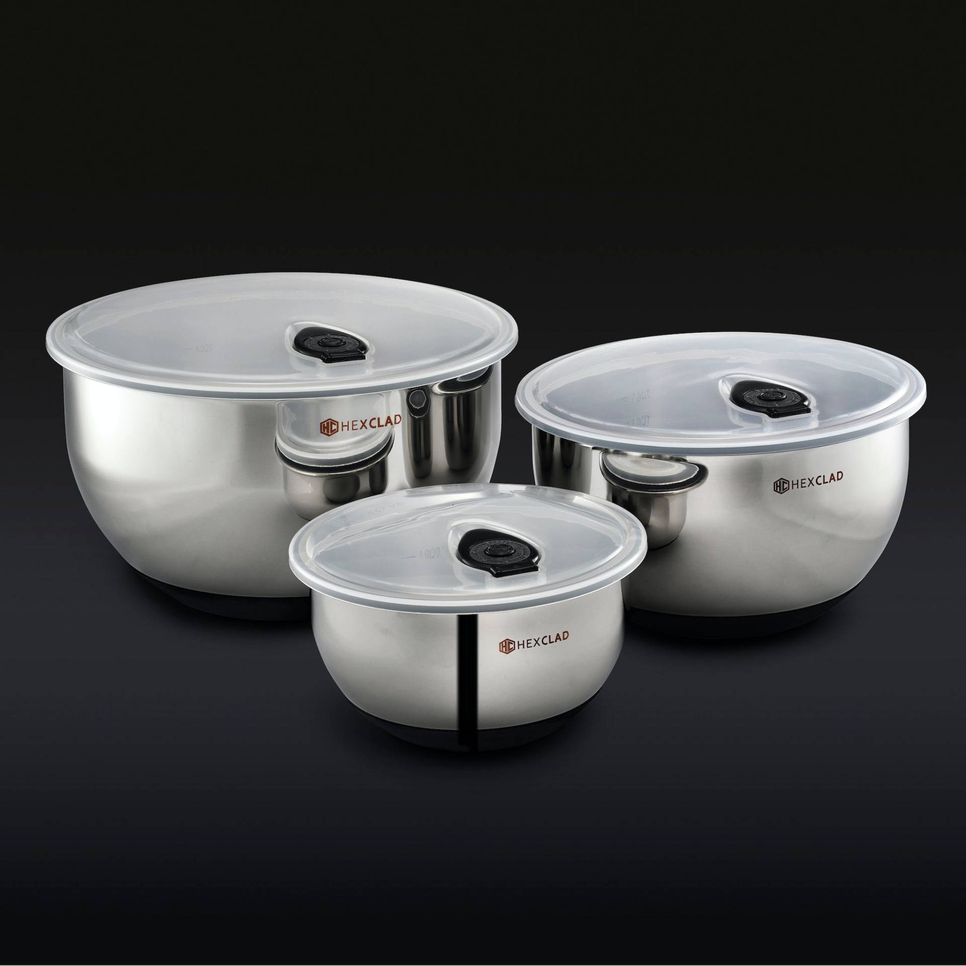 Hexclad Vacuum Seal Stainless Steel Mixing and Storage Bowls