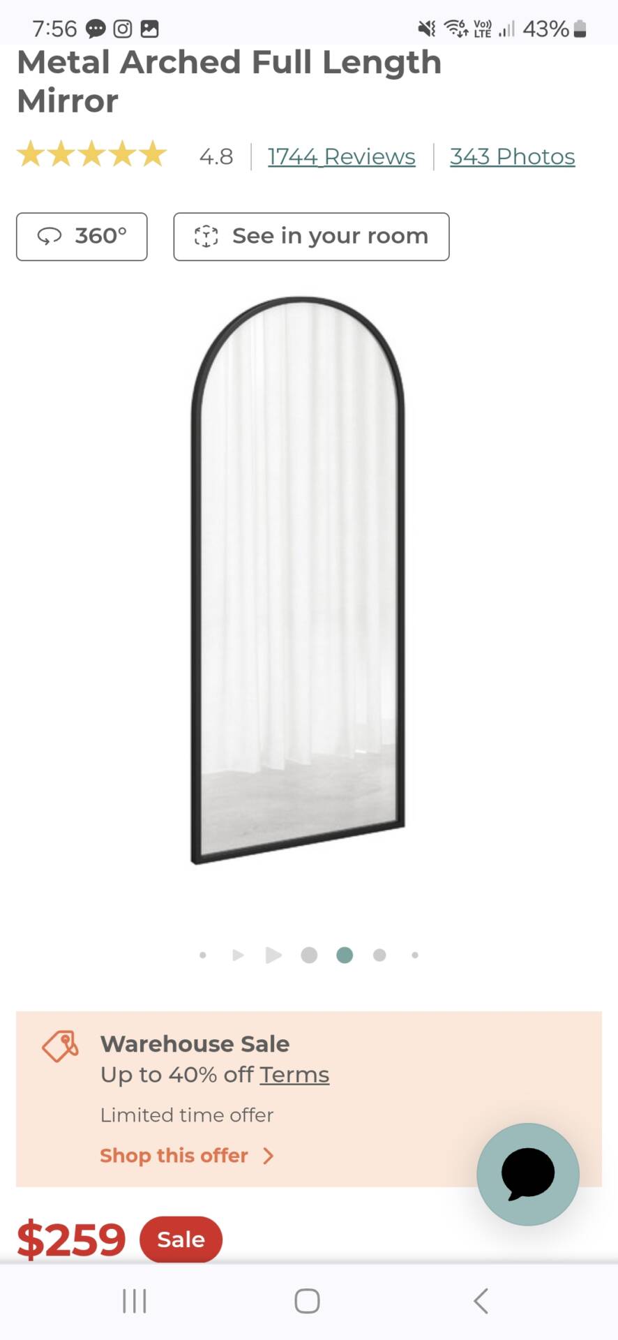 Floor Length Mirror- 180cm+