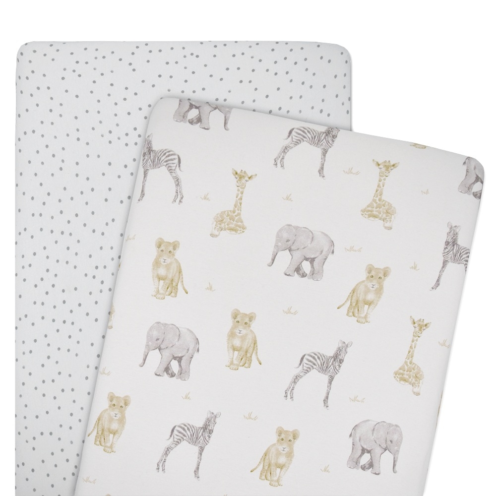 Living Textiles Savanna Co-Sleeper Fitted Sheet 2 Pack