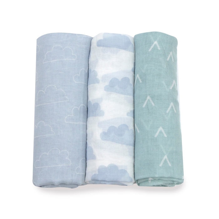 Bubba Nordic Muslin Wrap Sky/Mint 3 Pack