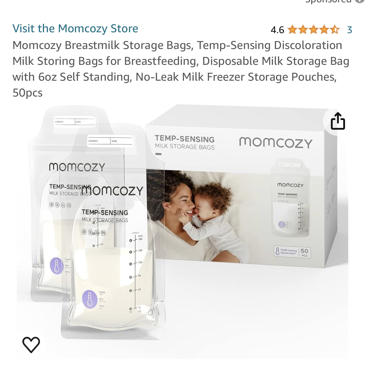 Breast milk storage bags