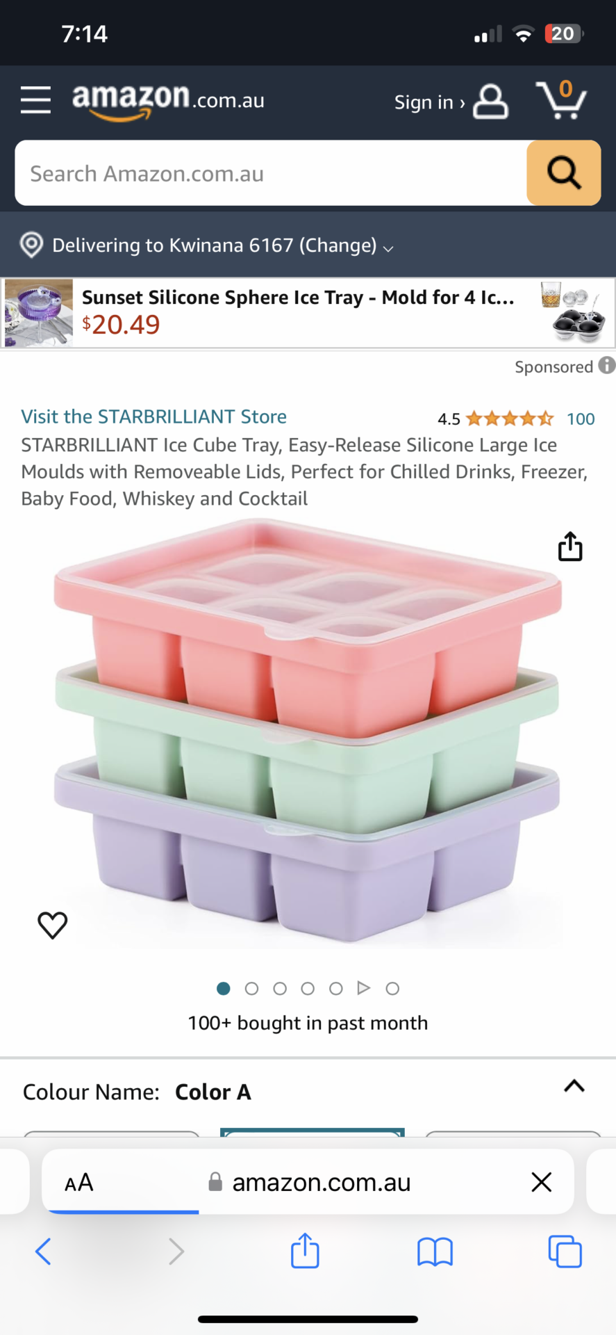 Silicon tray for baby food prep