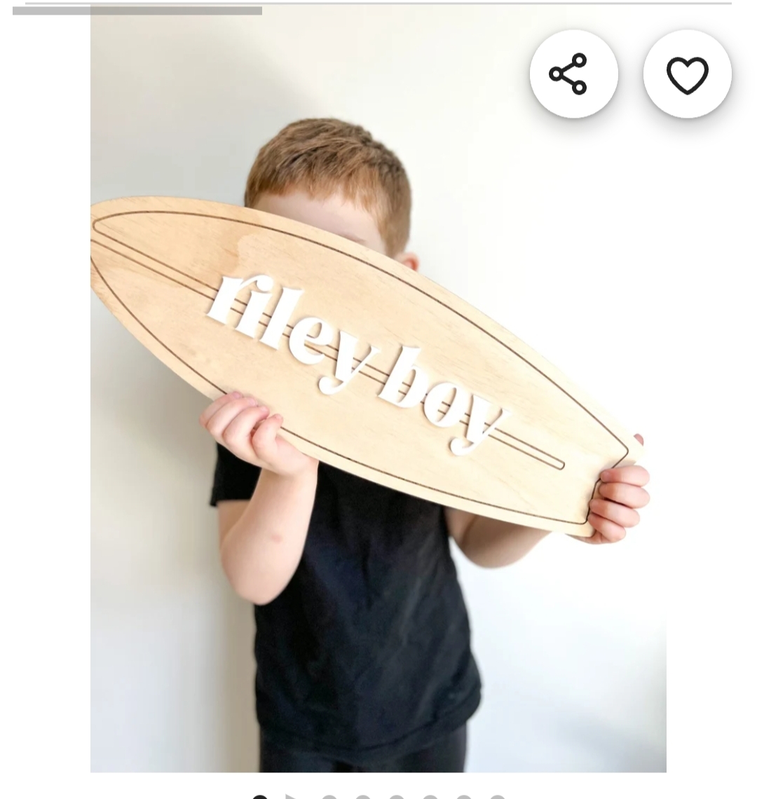 Personalised surf board sign