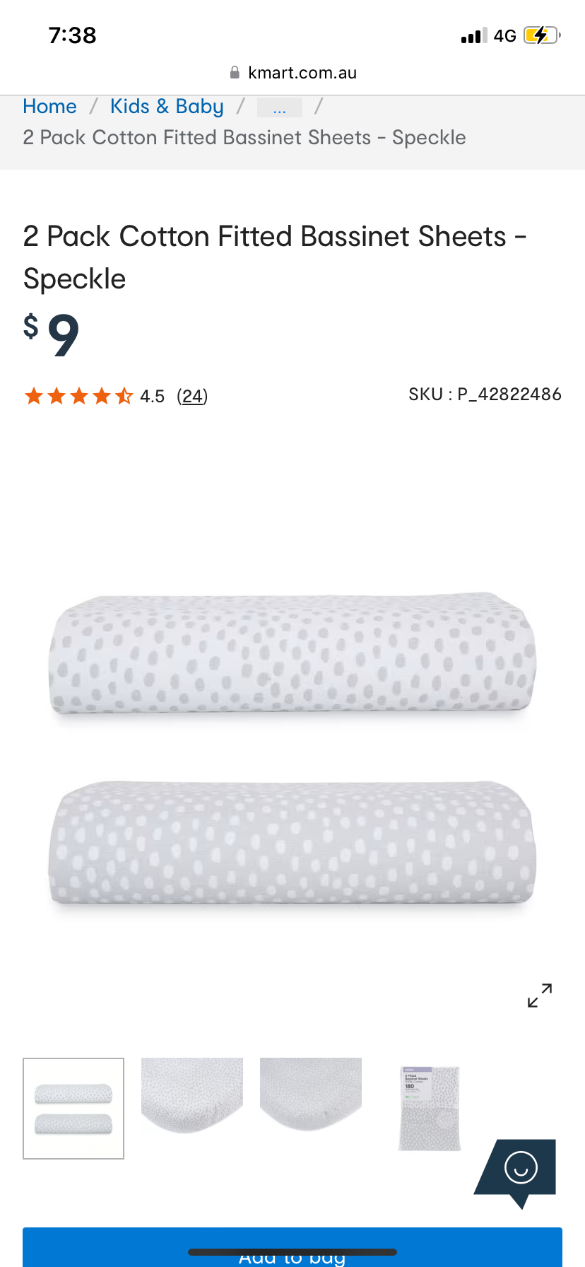 Bassinet sheets  ( Kmart )