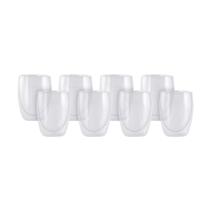 Maxwell & Williams Blend Double Wall Cup 350ML Set of 8 Gift Boxed in Clear