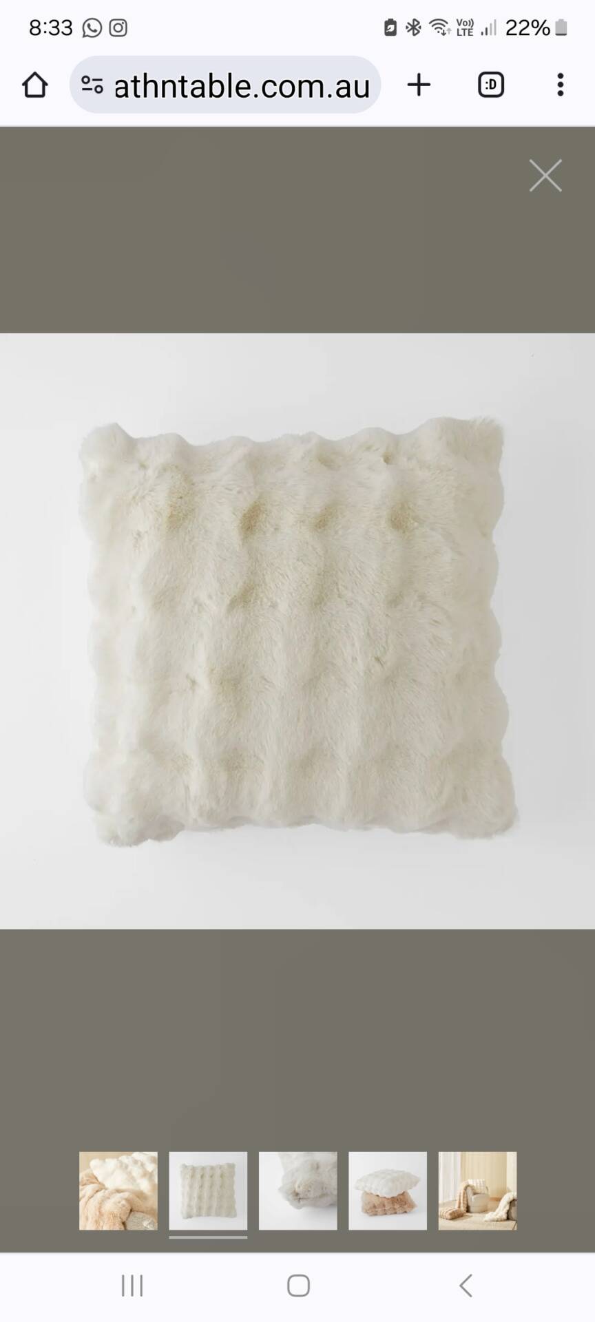 Malmo Fur Cushion - Ivory