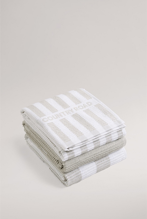 Australian Cotton CR Stripe Tea Towel Pack Of 3