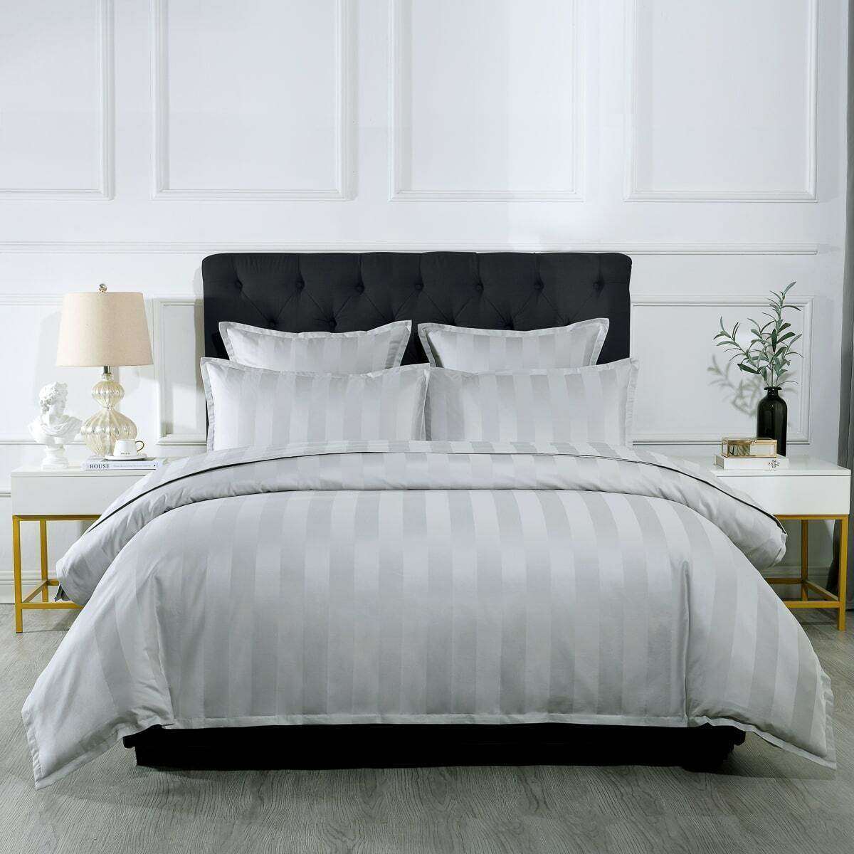 Bespoke 1200TC Quilt Cover Set Silver King Bed