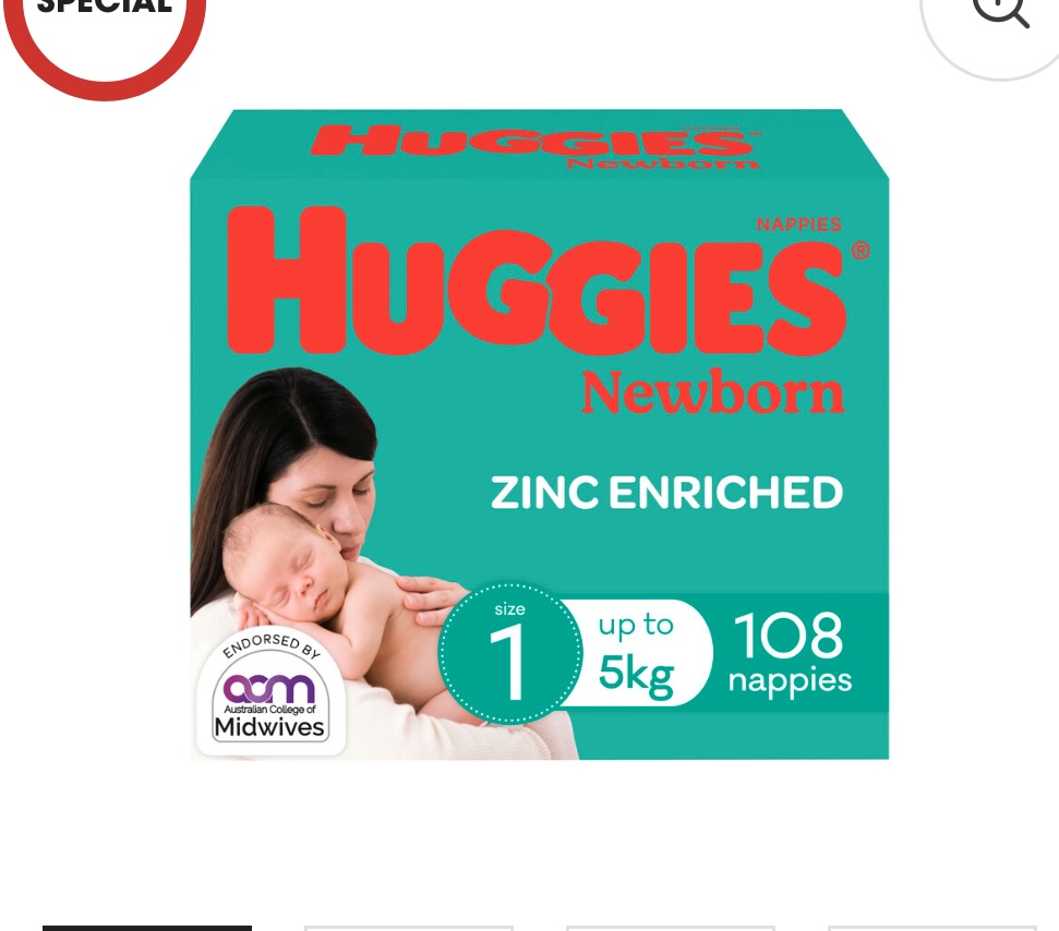 Size 1 Huggies newborn nappies