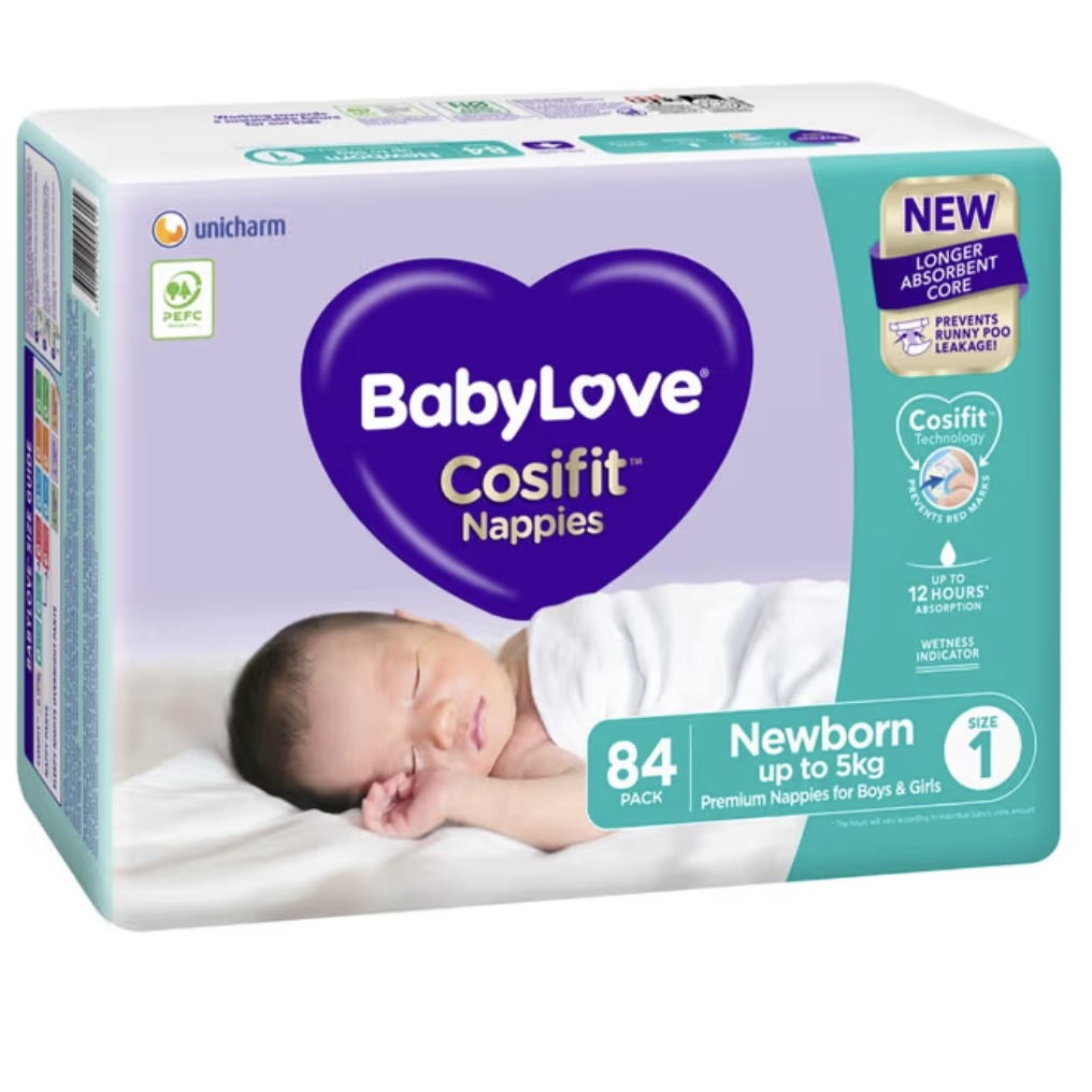 Babylove Cosifit Nappies - Newborn Jumbo 84 Pack