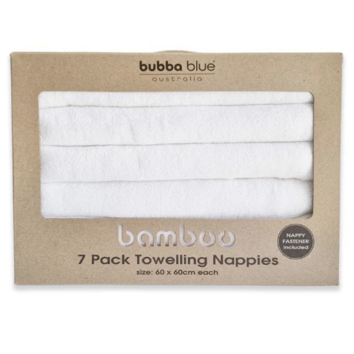 White Nappy Bamboo Squares 7Pk