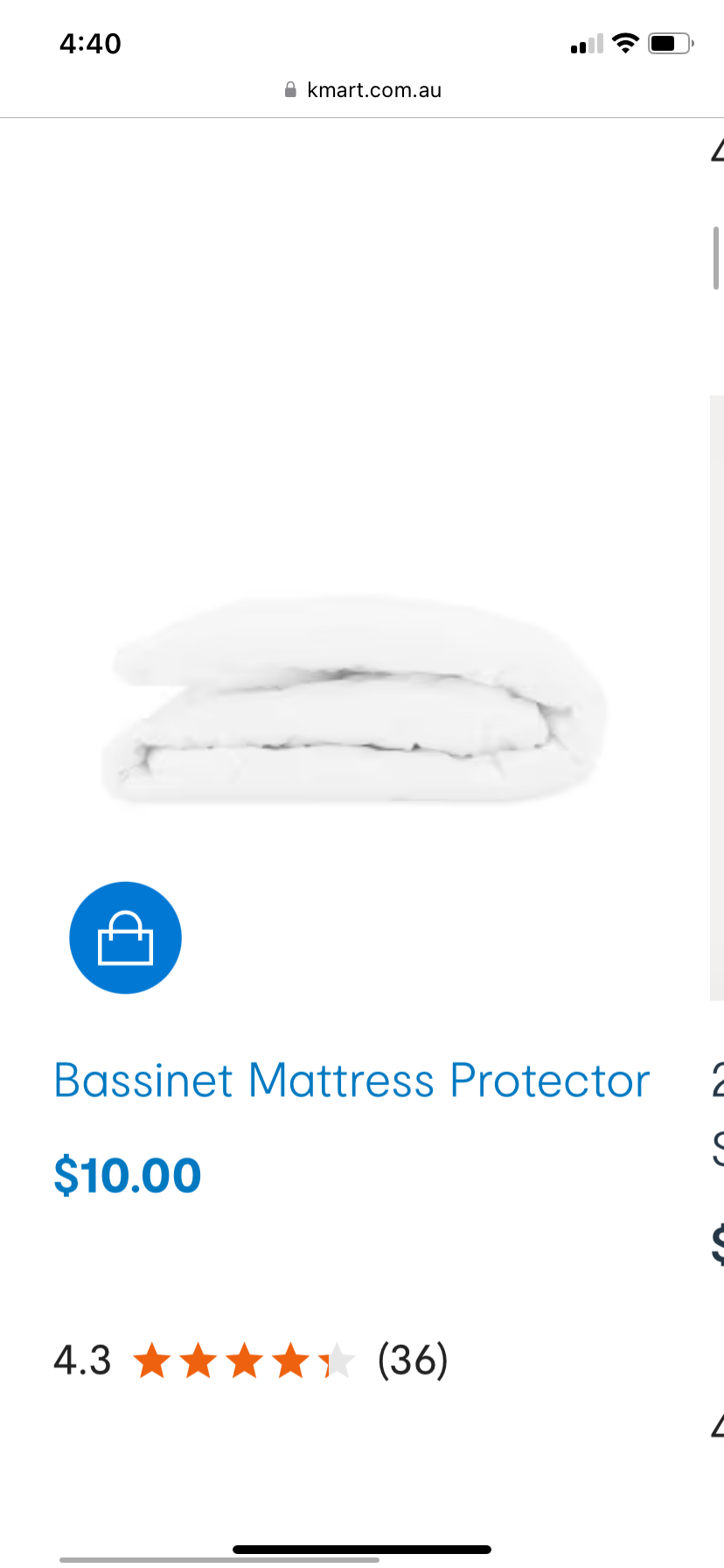 Cot mattress protector  ( Kmart )