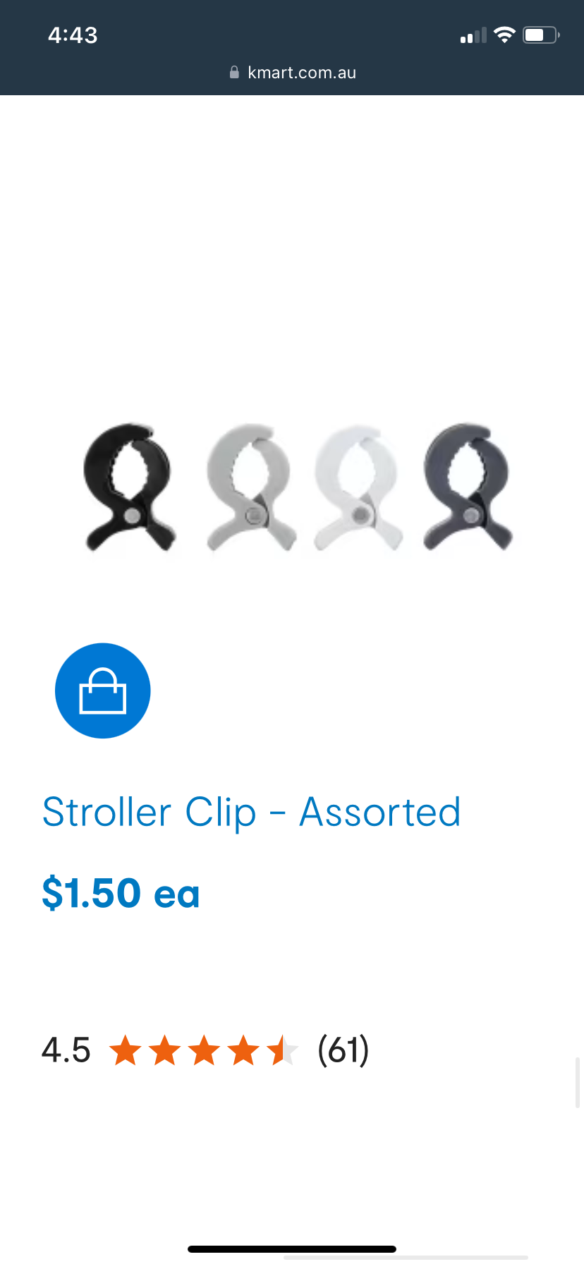 Pram clips  ( Kmart )