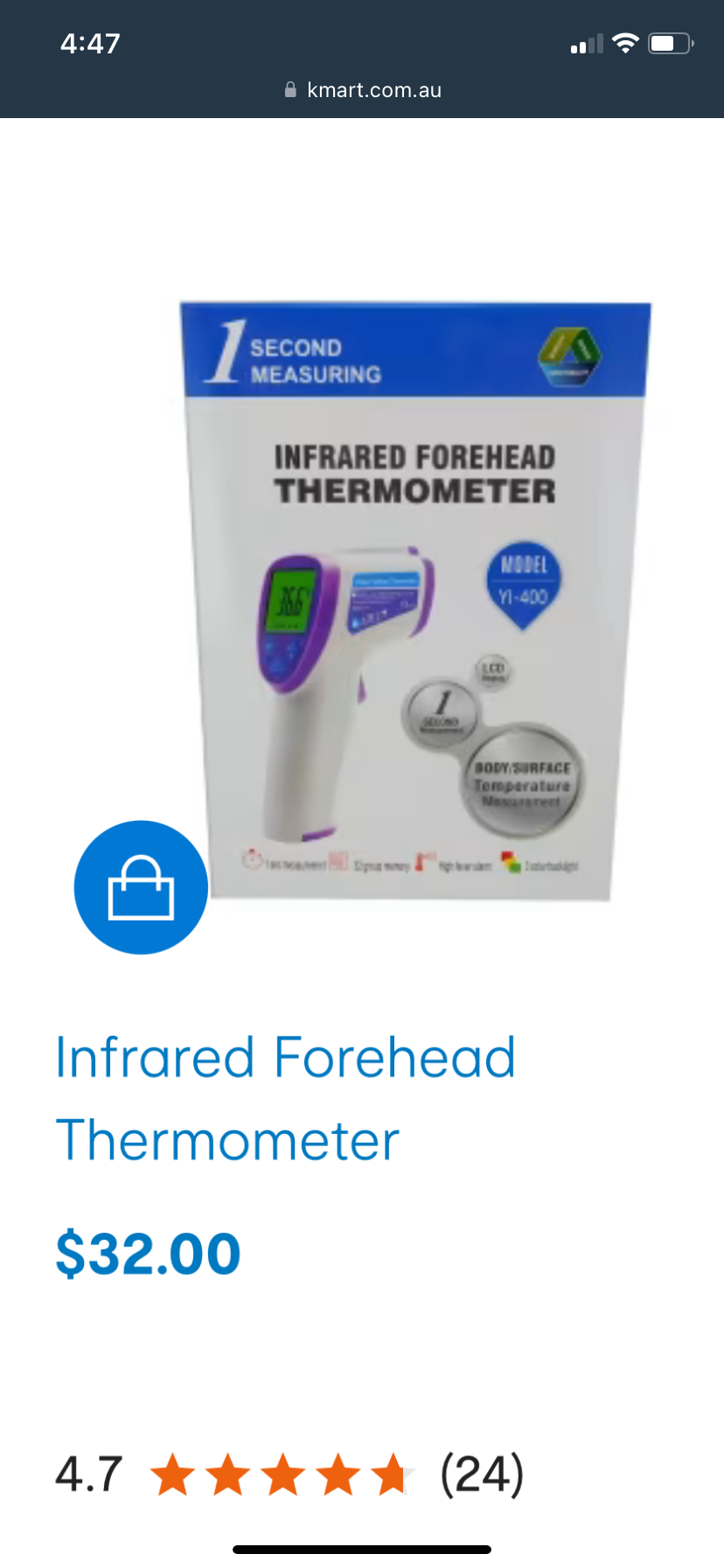 Forehead Thermometer  ( Kmart )