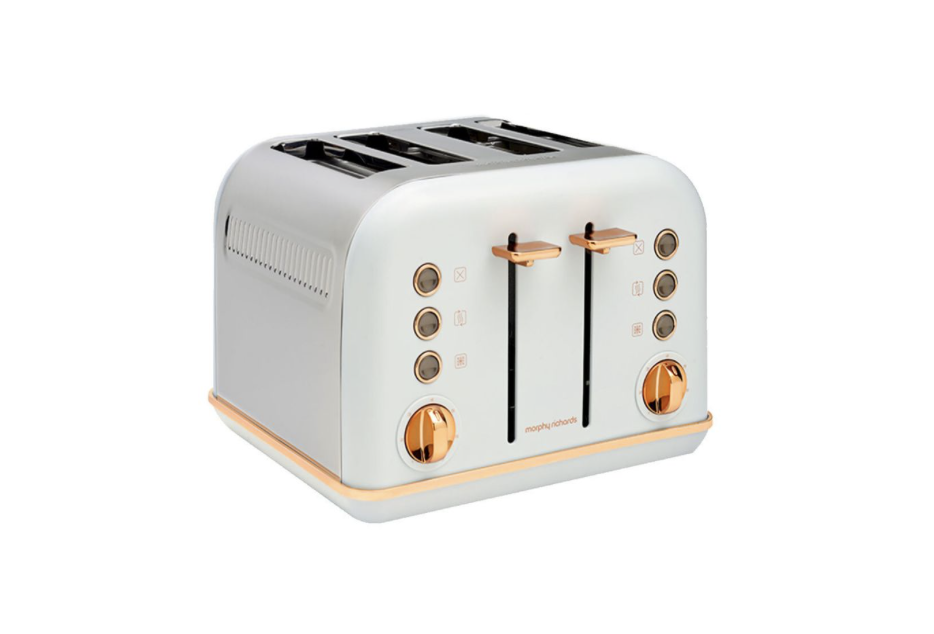 Morphy Richards 1880W Accents Rose Gold 4 Slice Toaster Ocean Grey