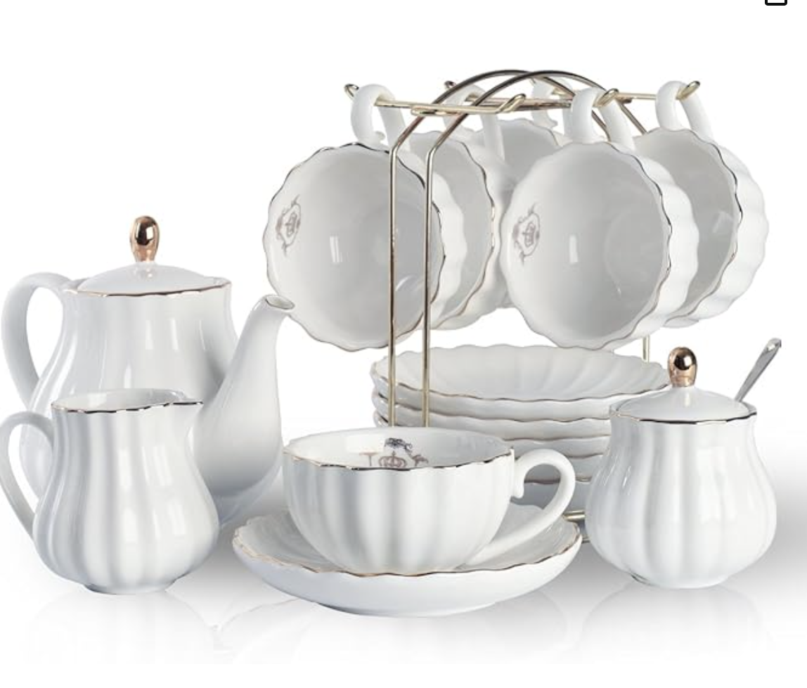 Tea Pot, Tea Cups and Saucer Set