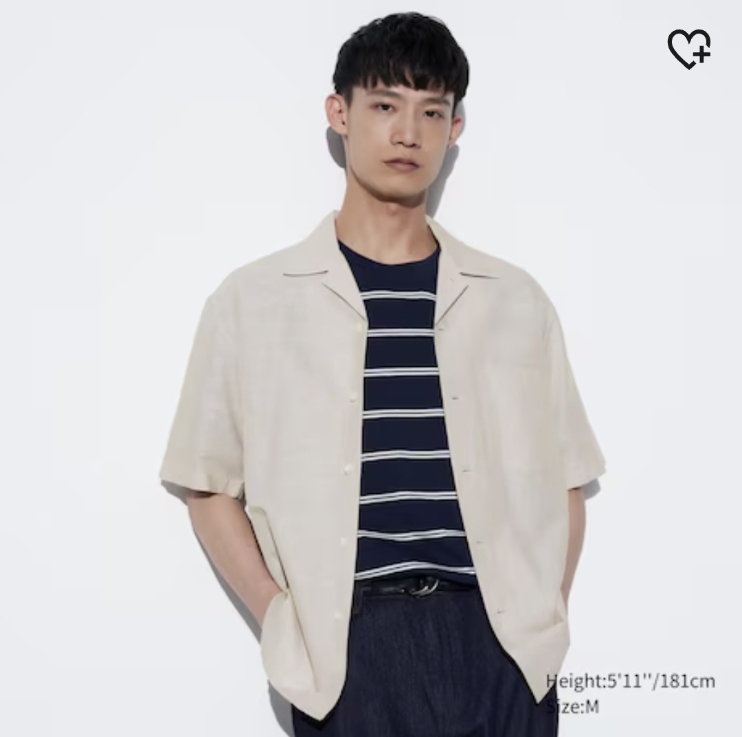 Uniqlo Linen Open Collar Shirt