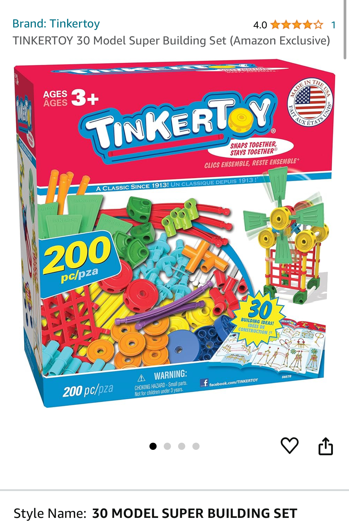 Tinker Toy Construction Set