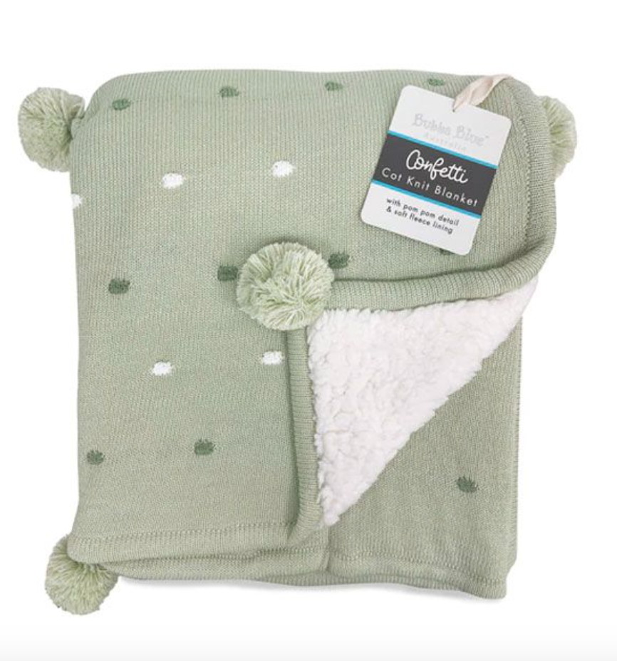 Confetti Cot Knit Blanket - Olive