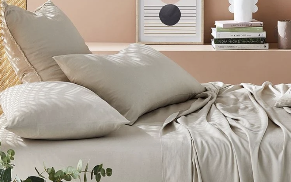 Bamboo Linen Natural Raw Edge Standard Pillowcase Pair