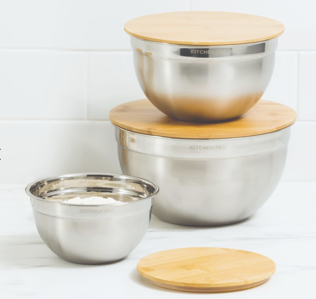 Kitchen Pro Mixwell Mixing Bowl with Bamboo Lid Set 3pc