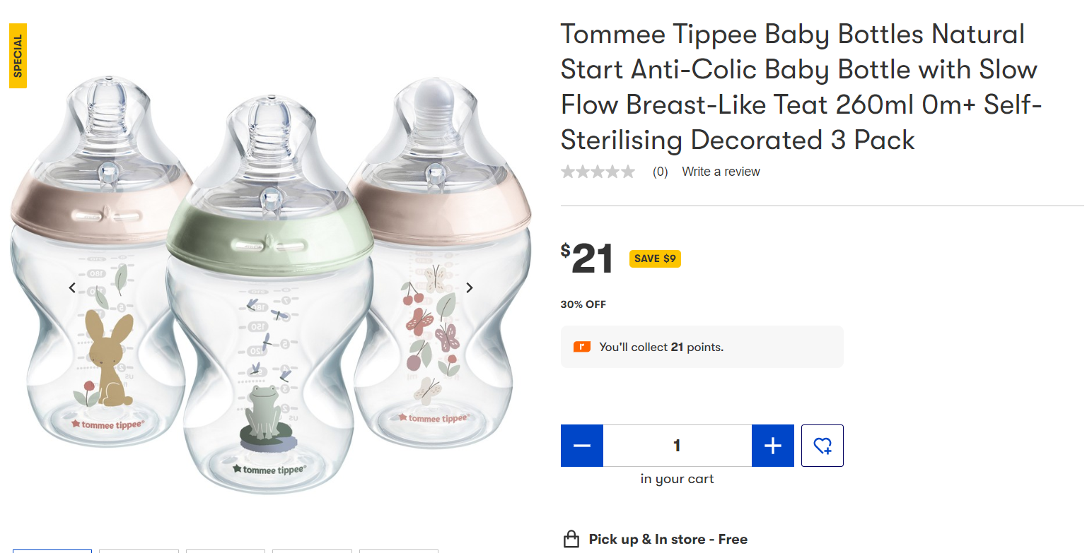 Tommee Tippee Baby Bottles Natural Start Anti-Colic Baby Bottle with Slow Flow Breast-Like Teat 260ml 0m+ Self-Sterilising Decorated 3 Pack