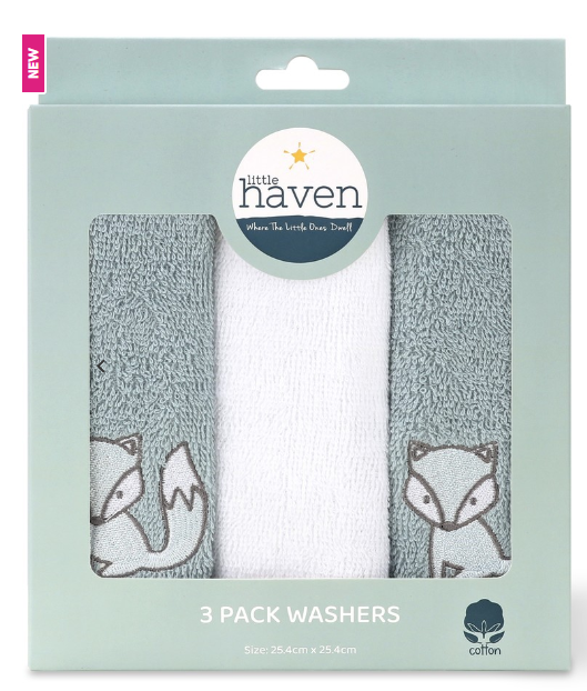 Little Haven 3 Pack Washcloths - Woodland