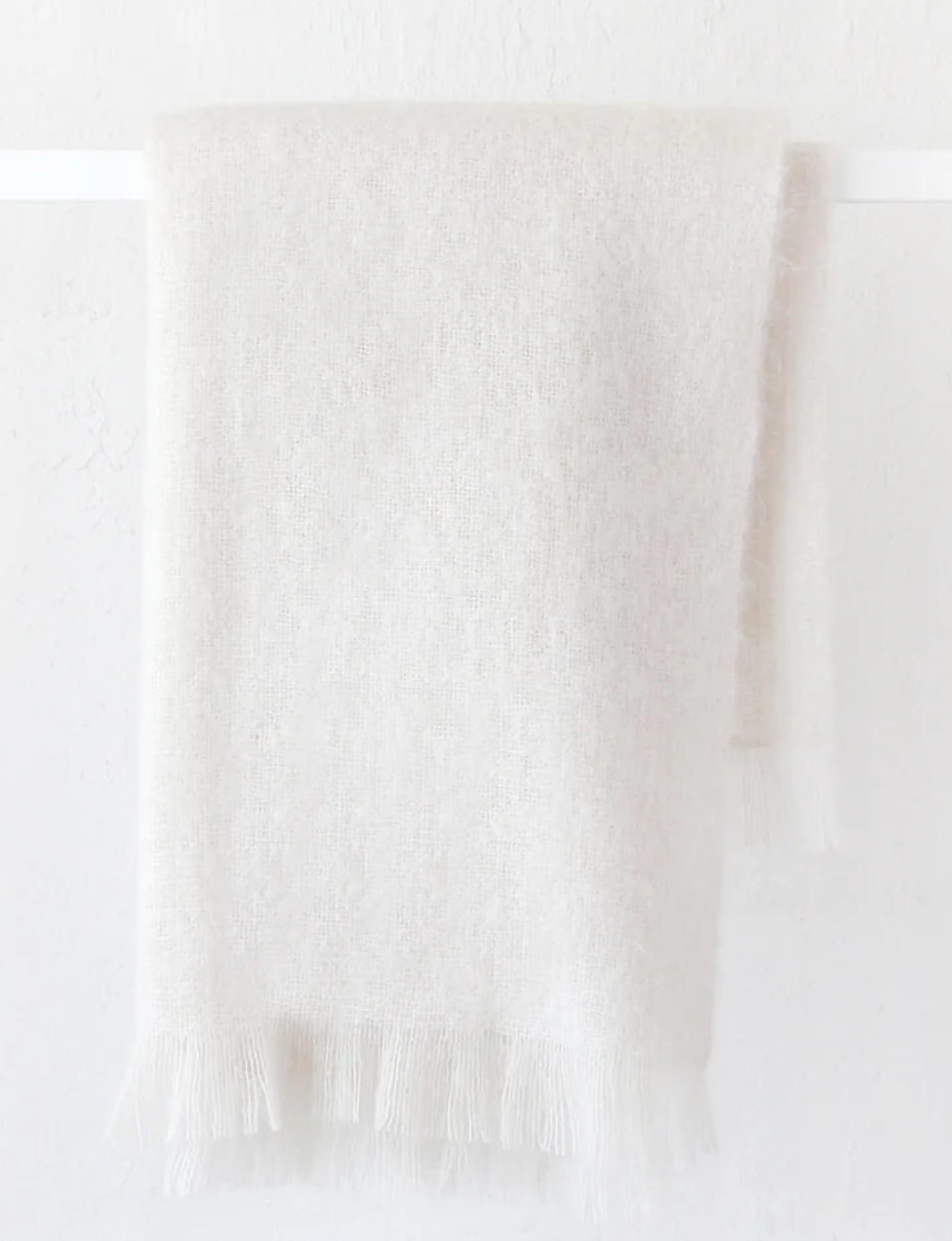 ST ALBANS MOHAIR THROW RUG | POWDER