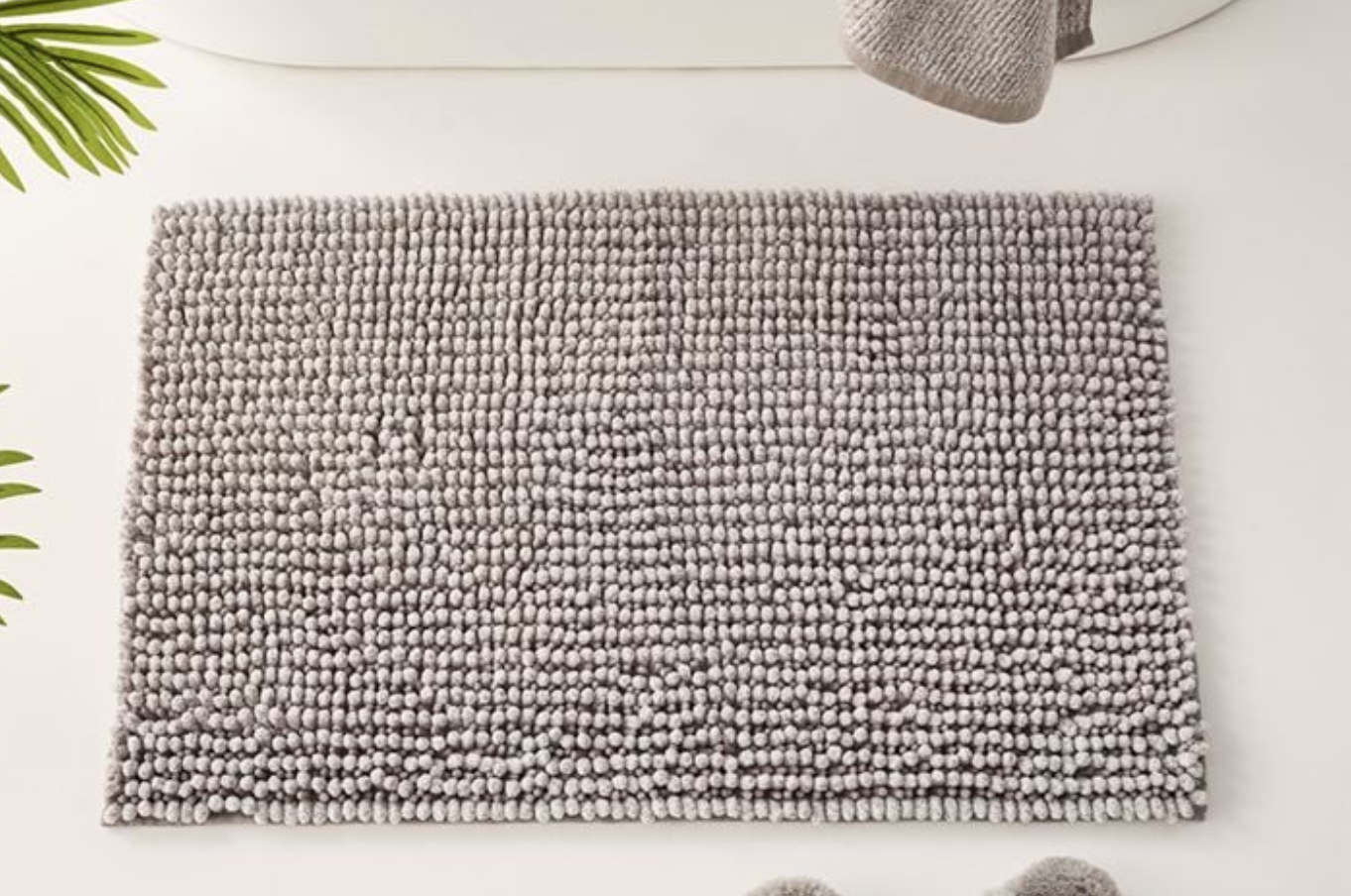 Microplush Grey Marle Bobble Bath Mat